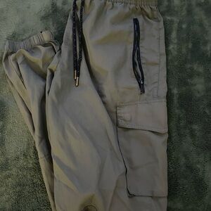Men's Olive Cargo Pants with Drawstring